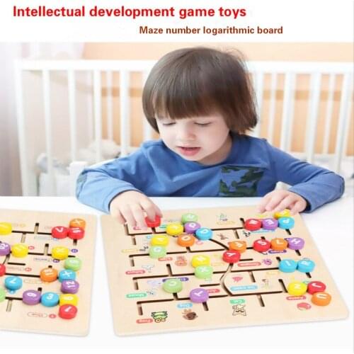 Wooden Number Alphabet Childrens Enlightenment Teaching Aids New Number Alphabet Cognitive Maze Location Puzzle Game Toy Set