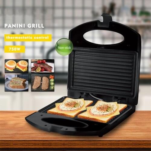 750W Electric Sandwich Maker Breakfast Machine Dual Non Stick Surface Hamburger Fried Egg Panini Grill Muffin Pancakes 220V MB23