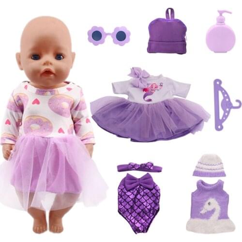 Purple Series Suitable 18 Inch American And 43 Cm Baby New Born Doll Clothes Accessories ,Our Generations , This Is Dropshipping
