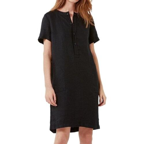 Cotton and Linen Short Sleeve Pocket Midi Dress Women Button Solid Plus Size 5XL Summer Dresses Female Vintage Straight Vestidos