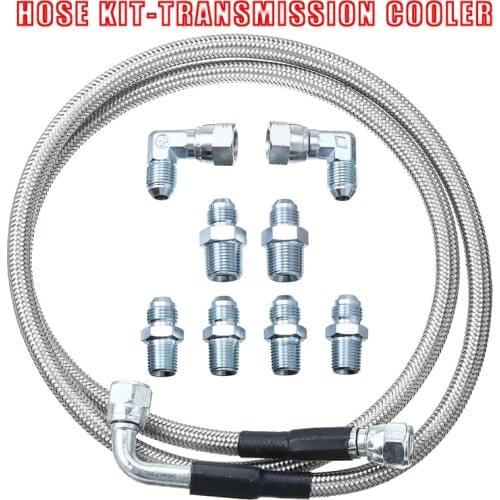 2Pcs Braided Transmission Cooler Hoses Fittings Kit with AN-6 Inverted Flare for TH350 700R4 TH400