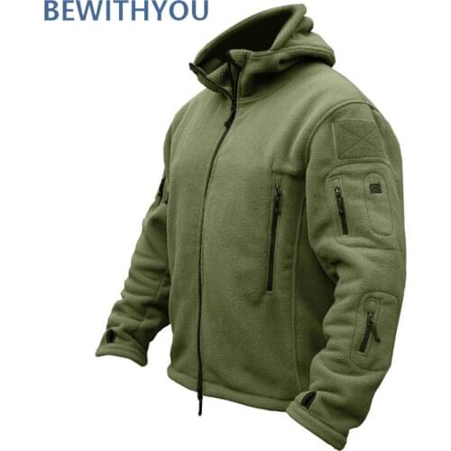 Winter Outdoor Fleece Jacket Men Hooded Windproof Zipper Coat Hiking Solid Running Sports Coats Man Multipocket