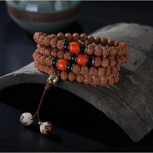 Natural Rudraksha 108 Mala Beads Bracelet Tibetan Buddhist Prayer Meditation Necklace For Women & Men Dropshipping