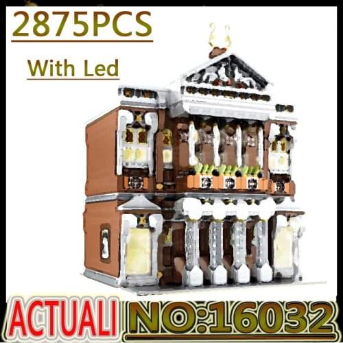 NEW MK16032 Streetview Building Toys Concert Hall With Led Parts MOC Model Building Blocks Bricks Kids Christmas Birthday Gifts