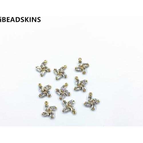 New arrival! 15x14mm 30pcs/lot Zircon Flower shap charm/Connectors for Necklace,Earrings parts,hand Made Jewelry DIY