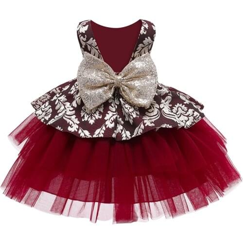 2021 New European american Flower Girl Tutu Dress Sleeveless Princess Mesh Fluffy Baby Full Moon Birthday Gift Children Vestidos