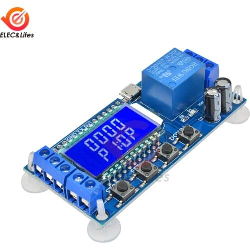 Digital LCD Display Time Delay Relay Module DC 6-30V 10A high and low level trigger switch 1 Way cycle timing delay relay module