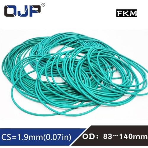 1PC Rubber Ring Green FKM O ring Seal 1.9mm Thickness OD83/85/90/95/100/105/110/115/120/140mm Rubber ORing Seal Oil Fuel Gasket