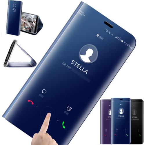 Luxury Clear View Mirror Smart Phone Case For Samsung S9 S8 Plus Leather Flip Stand Case For Samsung Galaxy S7 edge Back Cover