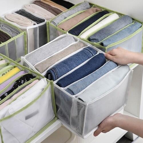 White dormitory wardrobe storage box storage jeans household separation 9 grid T-shirt storage box foldable drawer storage box