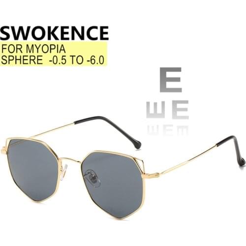 SWOKENCE Cat Ears Myopia Sunglasses Glasses Prescription -0.5 to -6.0 Women Men Driving Spectacles UV400 Polarized Cylinder SA04