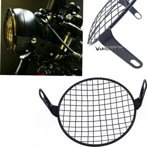 Universal Retro Style Motorcycle Headlight Mesh Grill Mask Protector Guards Square Metal Cover Motor Accessories For Honda