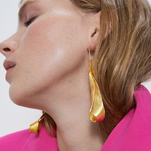 JURAN 2020 Vintage Earrings Long For Women Statement Drop Earrings Geometric Golden Color Metal Pendant Earrings Fashion Jewelry