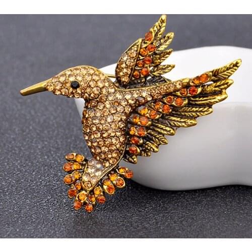 Zlxgirl jewelry antique gold vintage bird animal brooches jewelry for mens gifts china crystal stone scarf pins hats accessory