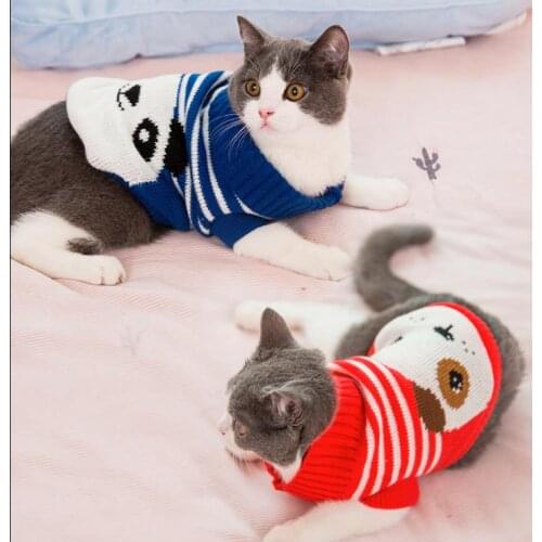 Winter Warm Pet Clothes For Small Medium Cats Cute Catoon Knitted Sweater Costumes Kitten Coat Jacket Pet Cat Dog Clothing