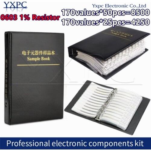 0603 0R~10M 1% Resistor Sample Book 170values*50pcs/25pcs 8500pcs 4250pcs SMD Assorted Kit 10K 100K 1K 1R 100R 220R