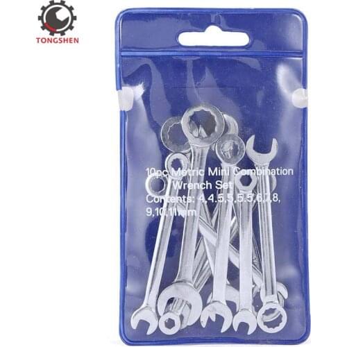 10pcs 4-11mm Mini Combination Wrench Open End Wrench Flat Ring Spanner Combination Spanner Set Professional Ratchet Wrench Set