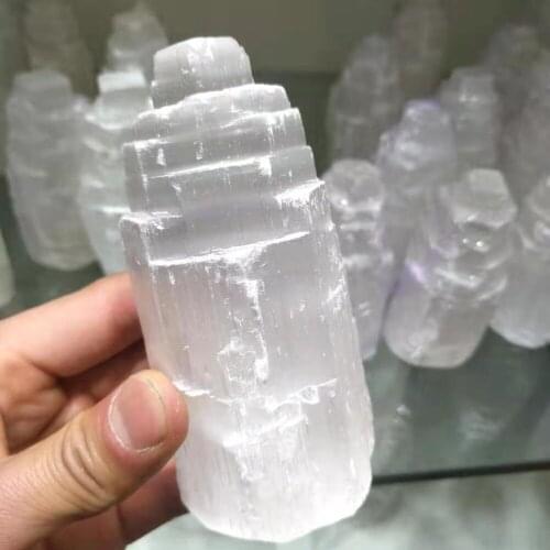 10cm SELENITE White Gypsum Skyscraper Castle Towers Gypsum Crystal Point Free shipping
