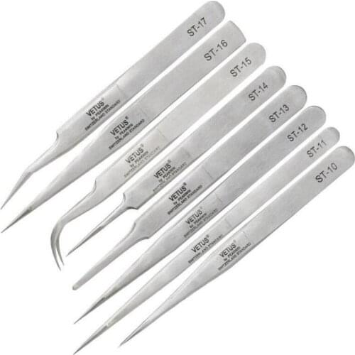 100% Genuine Vetus Eyelashes Tweezer Stainless Steel Industrial Accuracy Anti Acid 3D 6D Volume Eyelashes Extension Tweezers