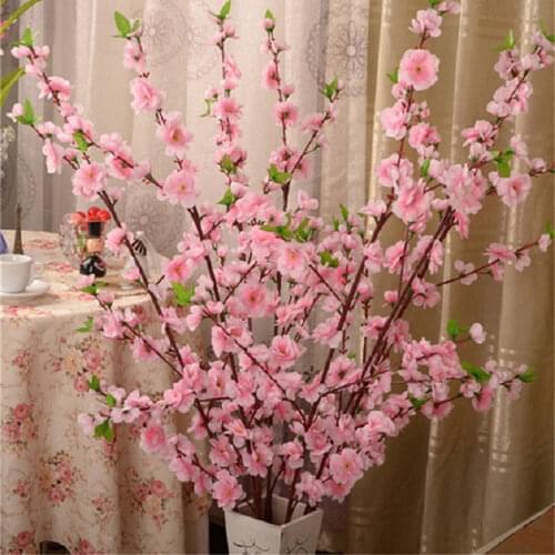 4pcs Door Lintel Flower 50"/128cm Artificial Cherry Tree Branch Silk Flower Spray Wedding Decor Sakura Cherry Peach Blossom