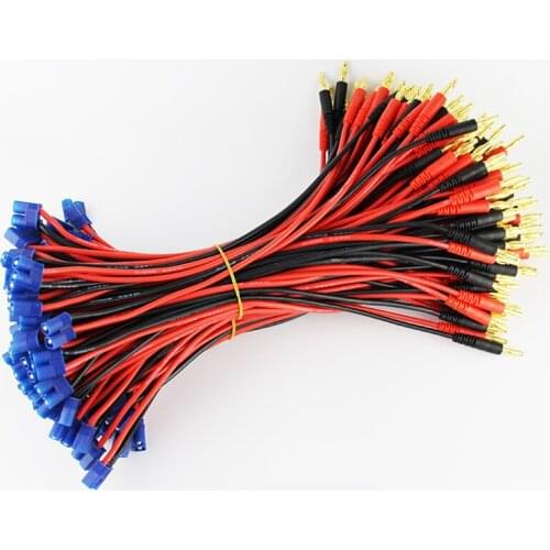 50pcs/100pcs EC3 to 4.0mm Banana Connector Bullet Plug with 14 AWG Silicone Cable 300MM for DIY Lipo Battery RC Power Supply