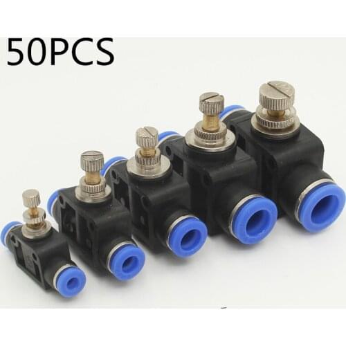 50PCS LSA Fitting throttle valve SA 4-12mm Air Flow Speed Control Tube Water Hose 4mm 6mm 8mm 10mm Pneumatic Push In Fittings