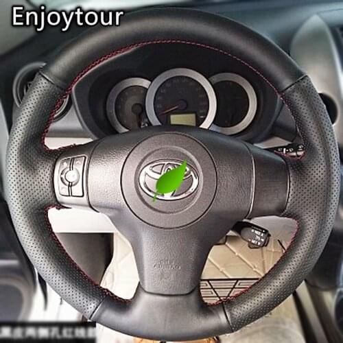 Styling Leather Hand Sewing Car Steering Wheel Cover Accessories for Toyota RAV4 Ax30 2005 - 2012 for Toyota Wish Ae10 2003-2009