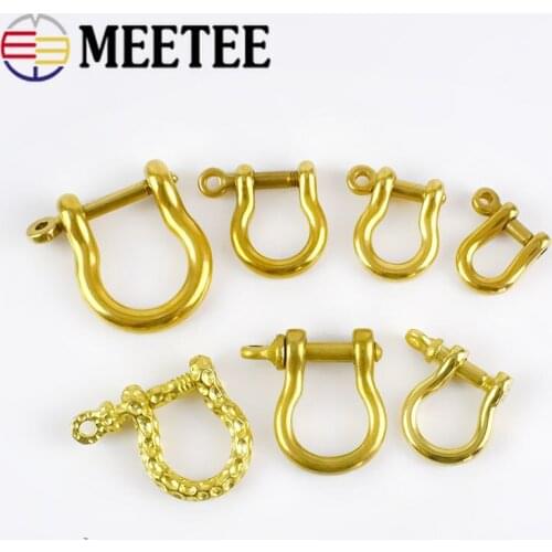 2Pcs Solid Brass D Clasp Ring For Key Chain Metal Bag Buckles Belt Snap Hooks Fastener DIY Leather Bag Craft Accessories