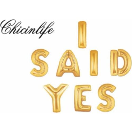Chicinlife 8Pcs I SAID YES Wedding party Foil letter Balloons Hen party Banner Engagement Bachelorette Party Decortion Supplies