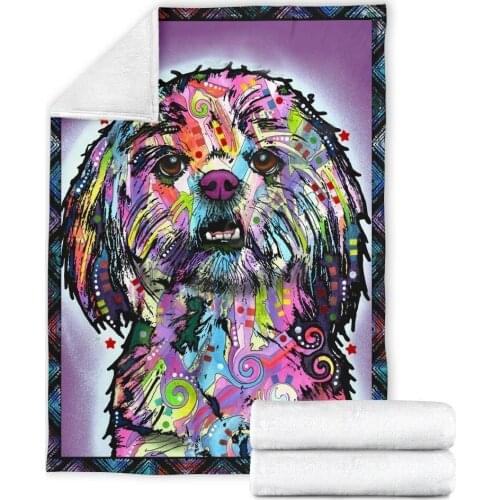 Colorful Shih tzu fleece blanket wearwanta 3D printed Sherpa Blanket on Bed Home Textiles HOME ACCESSORIES