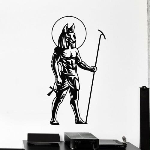 Ancient Egyptian God Wall Decal for Bedroom Self Adhesive Vinyl Anubis Statue Stickers Mural Home Decoration Living Room D692