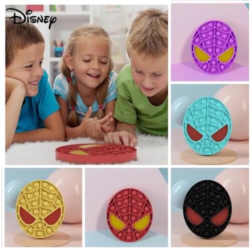 Disney Spider Man Fidget Toys Push Pop Bubble Sensory Squishy Stress Reliever Autism Silicone Stress Relief Adult Children Toy