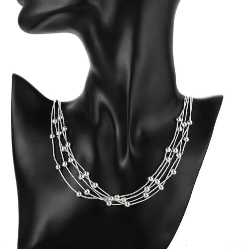 Fine brand 925 Sterling Silver Chain Beads Necklace For Women Jewelry Pendant Christmas gifts Bohemia Wedding