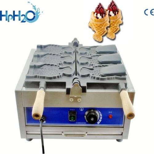 Commercial Non stick 3 pcs open mouth ice cream taiyaki machine waffle cone maker Korea fish shape waffle cone making machine