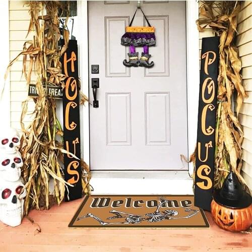 Halloween Carpet Doormat Blanket Welcome Home Front Door Decorations Halloween Decor Door Mat Anti-Slip Bottom Indoor Outdoor