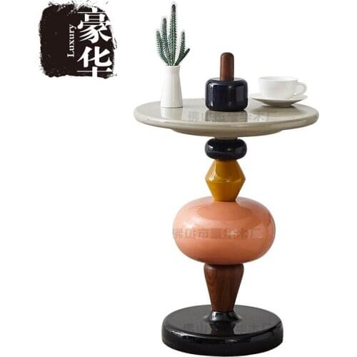 Creative Nordic modern simple office light luxury negotiation coffee table hotel round sugar gourd tea table for living room