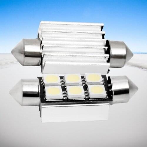 10pcs 39mm C5W c10w sv8.5 6 SMD 5050 LED CANBUS Error Free Car License Plate lights Reading Bulb Dome Festoon Lamp no OBC error