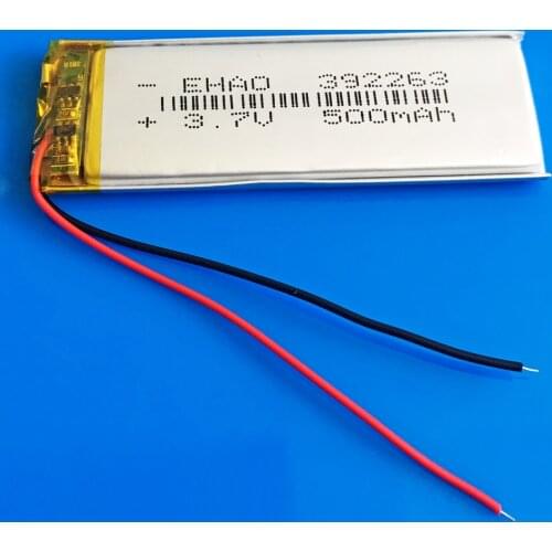 3.7V 500mAh 392263 lipo polymer lithium Rechargeable lion battery for MP3 GPS DVD bluetooth recorder headset e-book camera