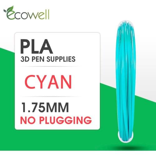 Ecowell 1pcs Cyan 1.75MM*5M PLA Filament 3D Printing Material 3d printer filament 3D PEN FILAMANT Work for 3d printing pen