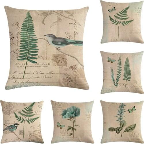 Cushion Cover Home Sweet Pillow Case Cotton Linen Garden Butterfly Cushion Sofa Bedroom Decorative Pillow Cover