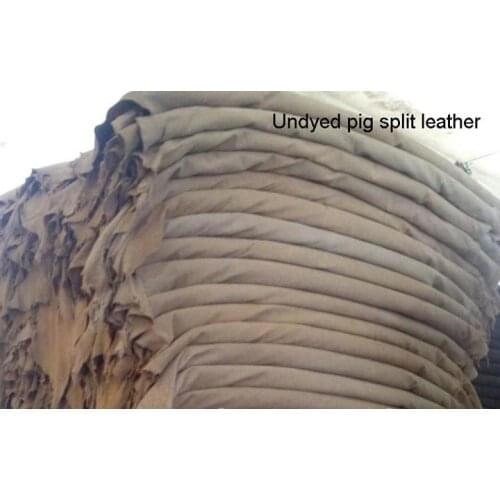 Undyed raw Genuine pig skin split leather material for wholesale