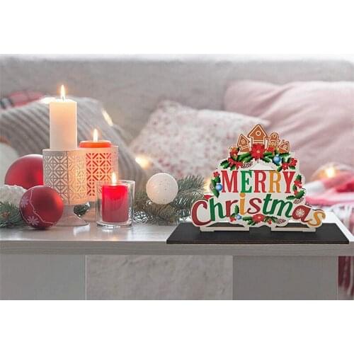 New Wholesale Sngle Side Wooden Christmas Tabletop Ornaments