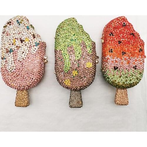 2021 New Arrival Popsicle Shape Women Evening Clutch Purse Luxury Fashion Diamond Lady Mini Party Wedding Clutches 3 Colors Bags