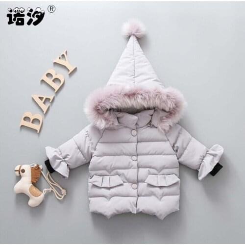 New born Baby clothes girls pure cotton winter jacket baby girls cute Artificial fur Hooded coat baby warmly comfortable jacket