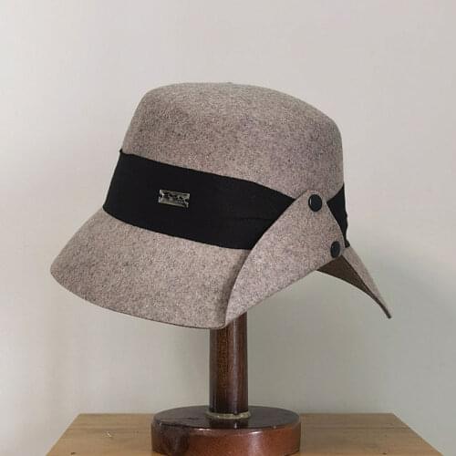 Fall Winter K Pop Japanese Wool Cloth Retro Open Flat Top Basin Hat For Women Bucket Cap Felt Hat Von Dutch Hat Designer Bonnet