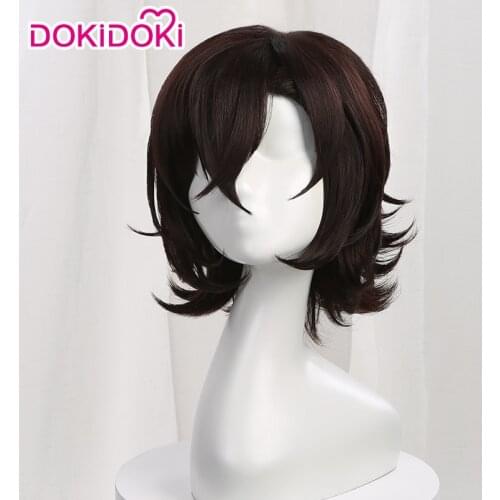 DokiDoki Anime Bungo Stray Dogs Cosplay Dazai Osamu Wig Men Dark Brown Short Hair Bungo Stray Dogs Cosplay Dazai Osamu Wig Anime