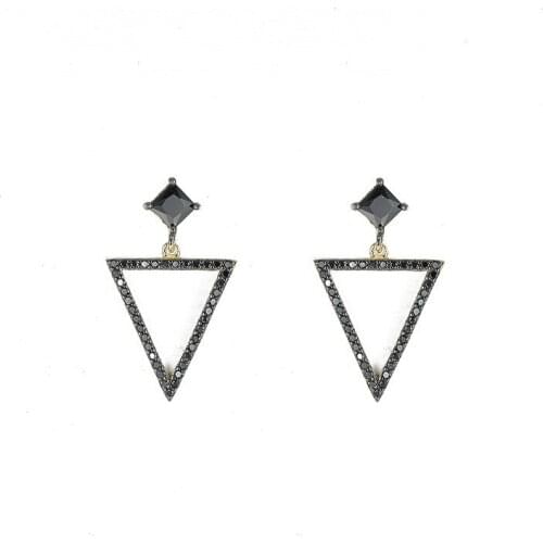 Gold-plated micro inlaid zircon drill Earrings triangle long earrings female temperament simple geometric Earrings