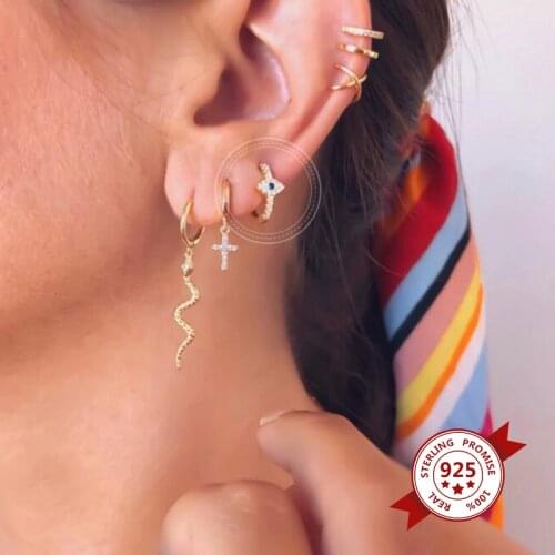 925 Sterling Silver Ear Buckle Devil Eyes Personalized Hoop Earrings All-match Earrings Girls Dating Exquisite Fashion Jewelry