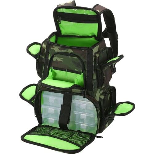 Lixada Fishing Tackle Bag Backpack Fishing Lures Bait Box Storage Bag with 4 Fishing Tackle Boxes Fishing Backpack