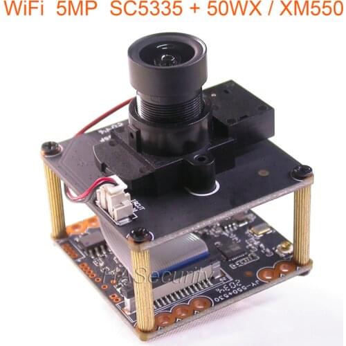 WiFi 5.0MP , H.265X 1/2.7" SmartSens SC5335 CMOS + 50WX / XM550 CCTV IP camera PCB board module +M12 Lens (optional LAN cable)